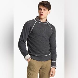 Billy Reid Reversible Cotton Thermal Waffle Sweatshirt Charcoal Gray